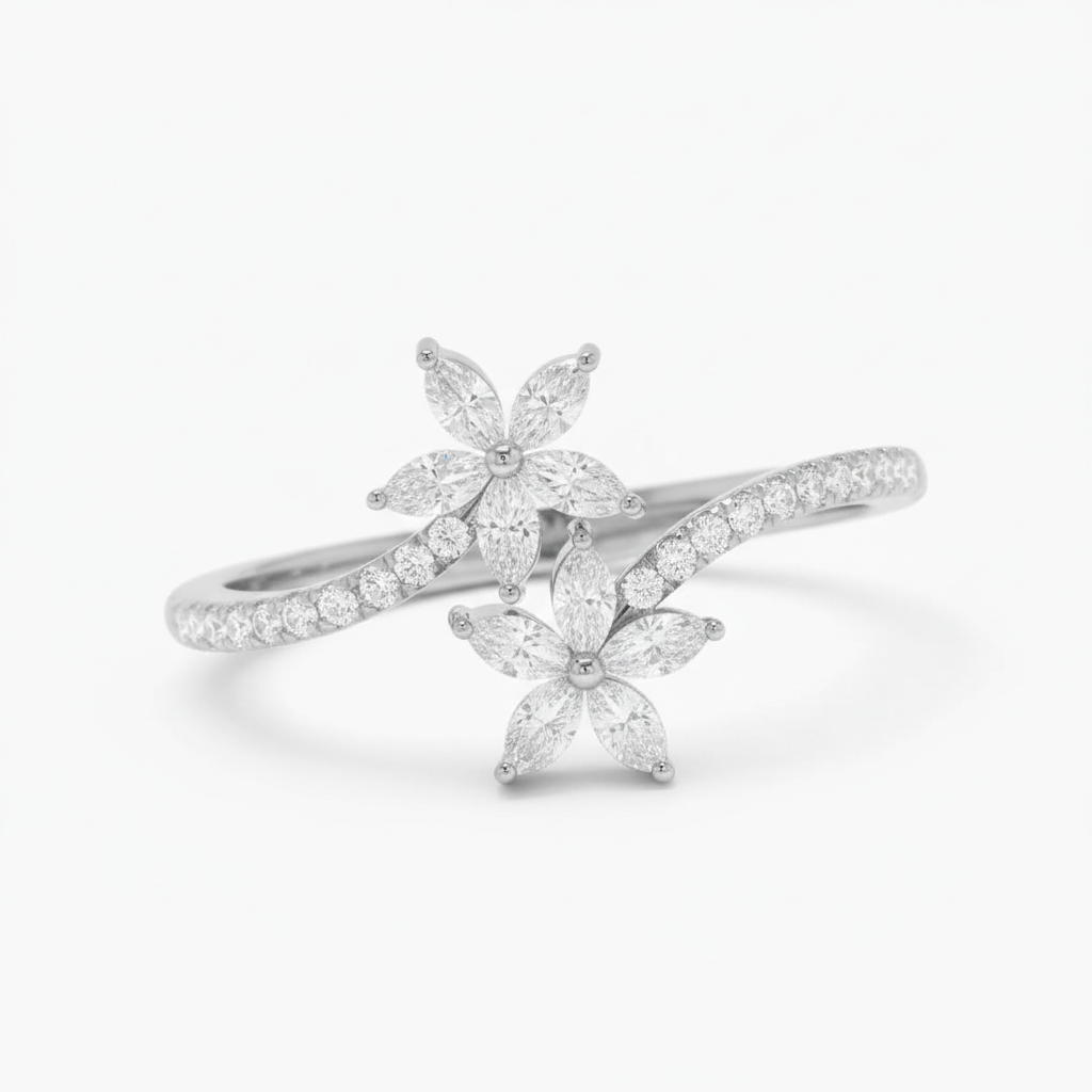 Jasmine Flower Moissanite Ring